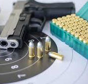 IMAGE: Level 1 Firearms Training in Idaho - Photo of Gun, Target, and Ammunition.